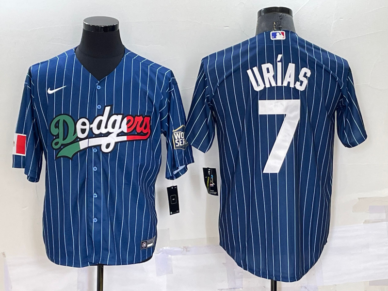 Men's Los Angeles Dodgers #7 Julio Urias Navy Mexico World Series Cool Base Stitched Baseball Jersey Men's Los Angeles Dodgers #7 Julio Urias Navy Mexico World Series Cool Base Stitched Baseball Jersey